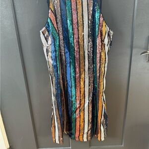 Altar'd State Vibrant Sequin Striped Mini Dress